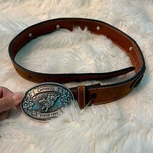 Boys western leather belt with buckle